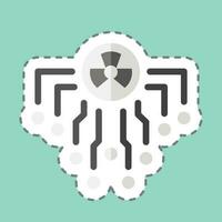 Sticker line cut Radiation. related to Nuclear symbol. simple design editable. simple illustration vector