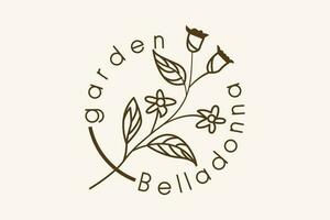 Trendy Professional line art Belladonna plant logo design vector template