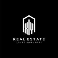 Letter XY logo for real estate with hexagon icon design vector