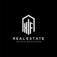 Letter XF logo for real estate with hexagon icon design vector