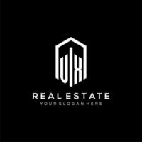 Letter VX logo for real estate with hexagon icon design vector