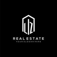 Letter LZ logo for real estate with hexagon icon design vector