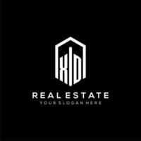 Letter XD logo for real estate with hexagon icon design vector