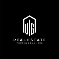 Letter VG logo for real estate with hexagon icon design vector