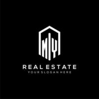 Letter MY logo for real estate with hexagon icon design vector