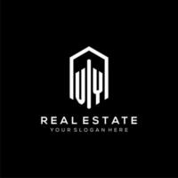 Letter VY logo for real estate with hexagon icon design vector