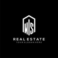 Letter WS logo for real estate with hexagon icon design vector