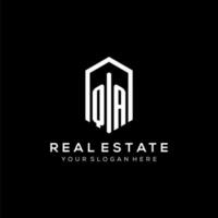 Letter QA logo for real estate with hexagon icon design vector