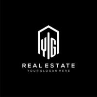 Letter YG logo for real estate with hexagon icon design vector