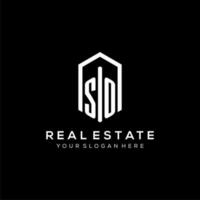 Letter SO logo for real estate with hexagon icon design vector