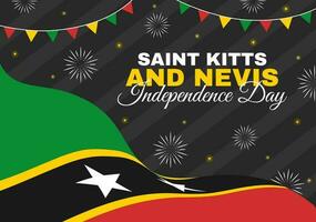 Happy Independence Day Saint Kitts and Nevis Vector Illustration with Country Flag Background in Flat Cartoon Hand Drawn Landing Page Templates