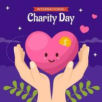 International Day of Charity Social Media Illustration Flat Cartoon Hand Drawn Templates Background vector