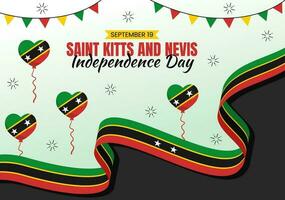 Happy Independence Day Saint Kitts and Nevis Vector Illustration with Country Flag Background in Flat Cartoon Hand Drawn Landing Page Templates