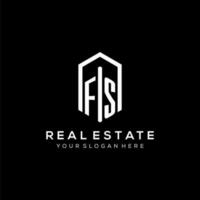 Letter FS logo for real estate with hexagon icon design vector