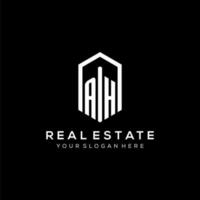 Letter AH logo for real estate with hexagon icon design vector