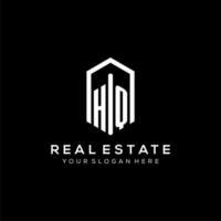 Letter HQ logo for real estate with hexagon icon design vector