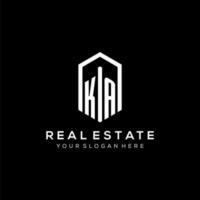 Letter KA logo for real estate with hexagon icon design vector