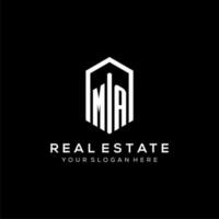 Letter MA logo for real estate with hexagon icon design vector