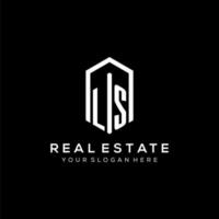 Letter LS logo for real estate with hexagon icon design vector