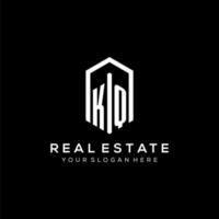 Letter KQ logo for real estate with hexagon icon design vector