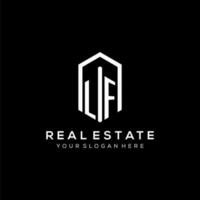 Letter LF logo for real estate with hexagon icon design vector
