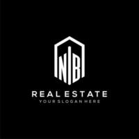 Letter NB logo for real estate with hexagon icon design vector