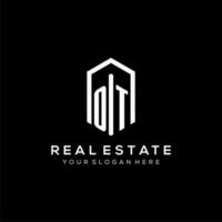 Letter OT logo for real estate with hexagon icon design vector