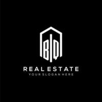 Letter BQ logo for real estate with hexagon icon design vector