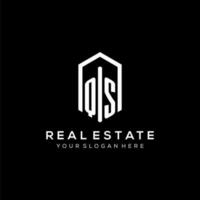 Letter QS logo for real estate with hexagon icon design vector