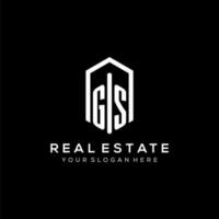 Letter GS logo for real estate with hexagon icon design vector