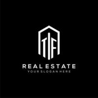 Letter TF logo for real estate with hexagon icon design vector