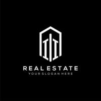 Letter II logo for real estate with hexagon icon design vector