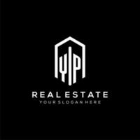 Letter YP logo for real estate with hexagon icon design vector