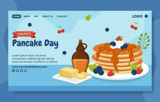 Pancake Day Social Media Landing Page Cartoon Hand Drawn Templates Background Illustration vector