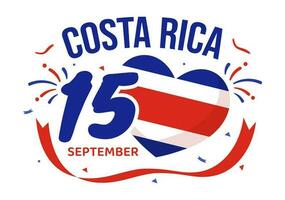 Happy Independence Day of Costa Rica Vector Illustration on September 15 with Waving Flag Background and Confetti in Hand Drawn Templates