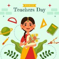 Teacher Day in India Social Media Illustration Flat Cartoon Hand Drawn Templates Background vector