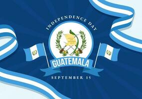 Guatemala independencia día vector ilustración en septiembre 15 con ondulación bandera antecedentes en nacional fiesta plano dibujos animados mano dibujado plantillas