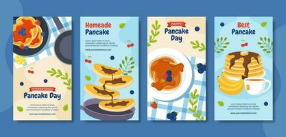 Pancake Day Social Media Stories Flat Cartoon Hand Drawn Templates Background Illustration vector