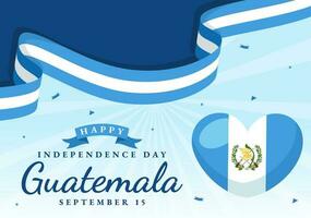 Guatemala independencia día vector ilustración en septiembre 15 con ondulación bandera antecedentes en nacional fiesta plano dibujos animados mano dibujado plantillas