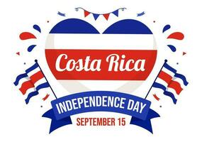 Happy Independence Day of Costa Rica Vector Illustration on September 15 with Waving Flag Background and Confetti in Hand Drawn Templates