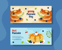 Pancake Day Horizontal Banner Flat Cartoon Hand Drawn Templates Background Illustration vector