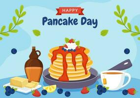 Pancake Day Social Media Background Flat Cartoon Hand Drawn Templates Illustration vector