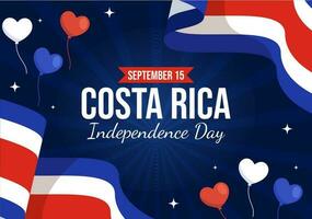 Happy Independence Day of Costa Rica Vector Illustration on September 15 with Waving Flag Background and Confetti in Hand Drawn Templates