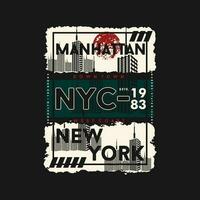 manhattan new york graphic fashion style, t shirt design, typography vector, illustration vector