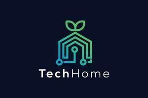 Green technology home Logo design vector template