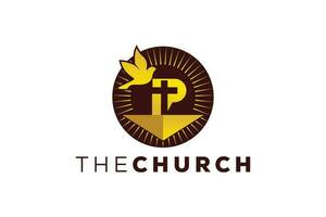 Trendy and Professional letter P church sign Christian and peaceful vector logo