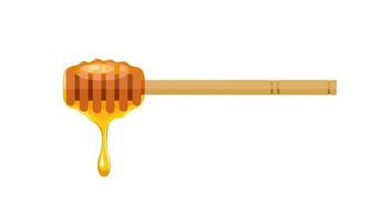 Vector illustration, honey stick with dripping honey, isolated on white background.