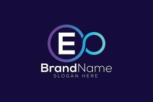Letter E or E O Trendy and Professional Colorful infinity technology logo design vector template