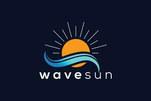 Trendy Professional sun and wave logo design vector template