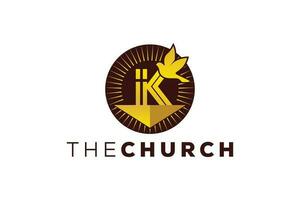 Trendy and Professional letter K church sign Christian and peaceful vector logo